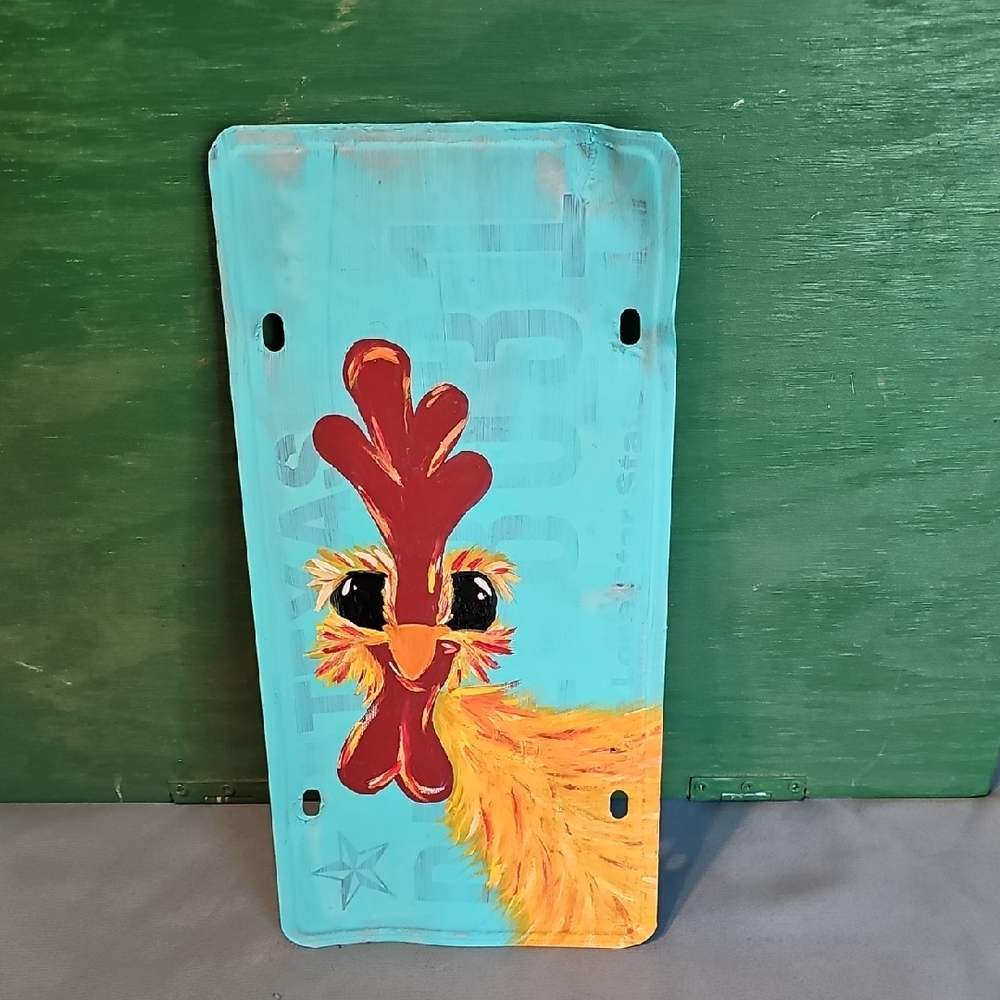 ​🐓 Original Handpainted Rooster License Plate Art 🎨